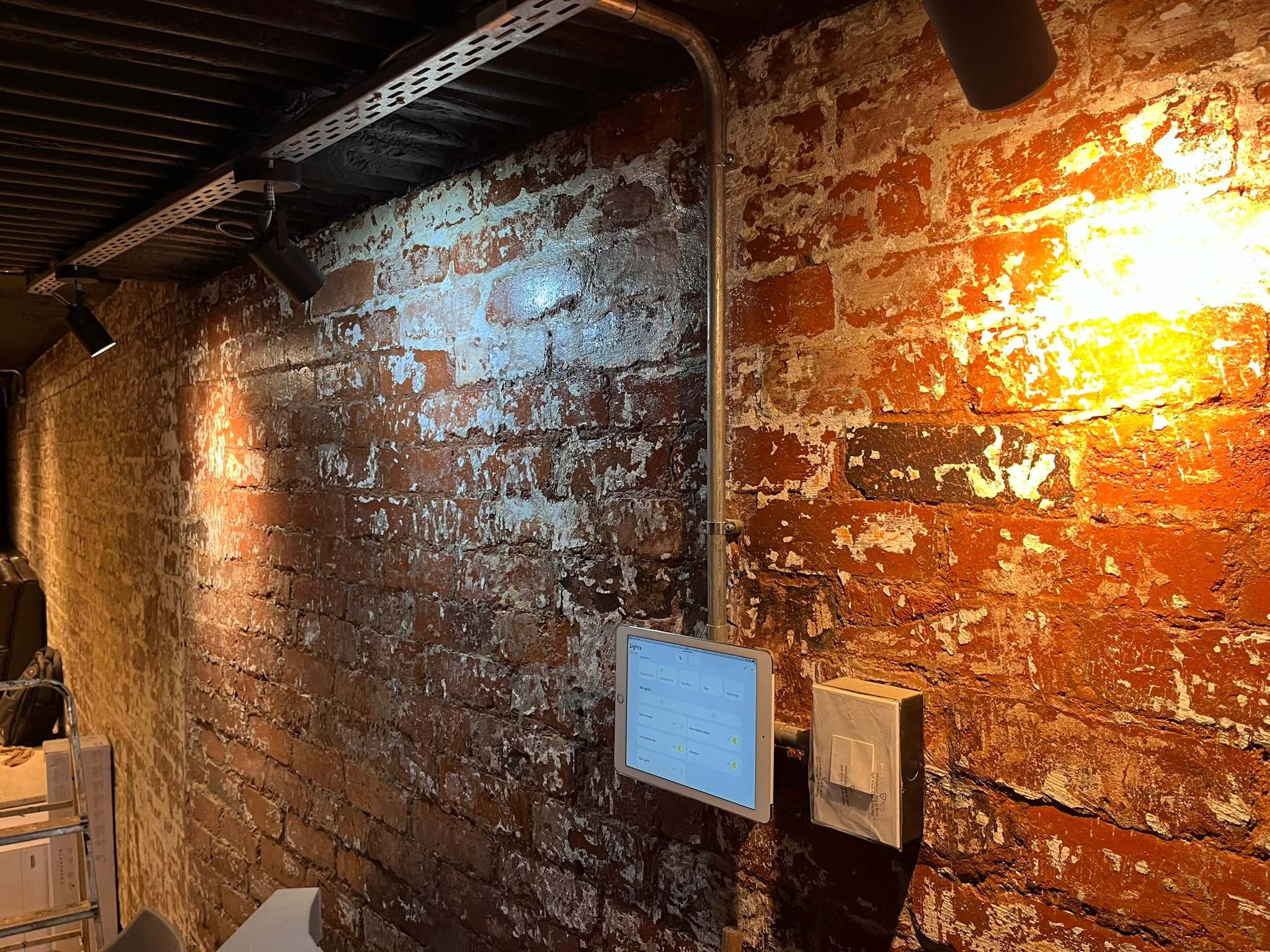DG Technologies heritage entertainment room build detail: Crestron Touch Panel and iPad Control