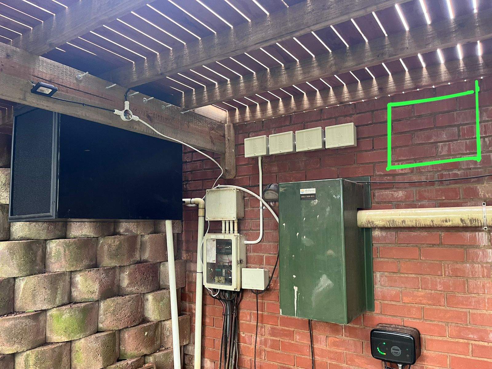 DG Technologies outdoor network cabinet showing planned UniFi infrastructure