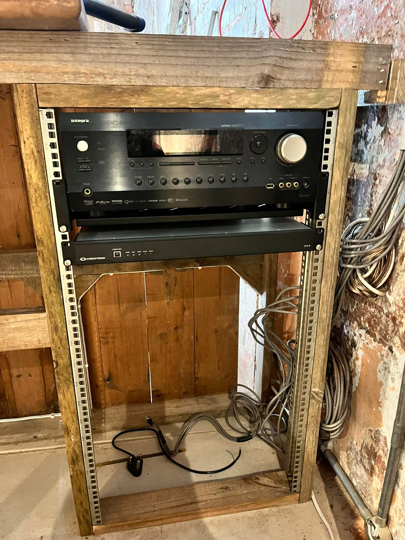 DG Technologies heritage entertainment room build detail: Building the Equipment Rack Into the Bar