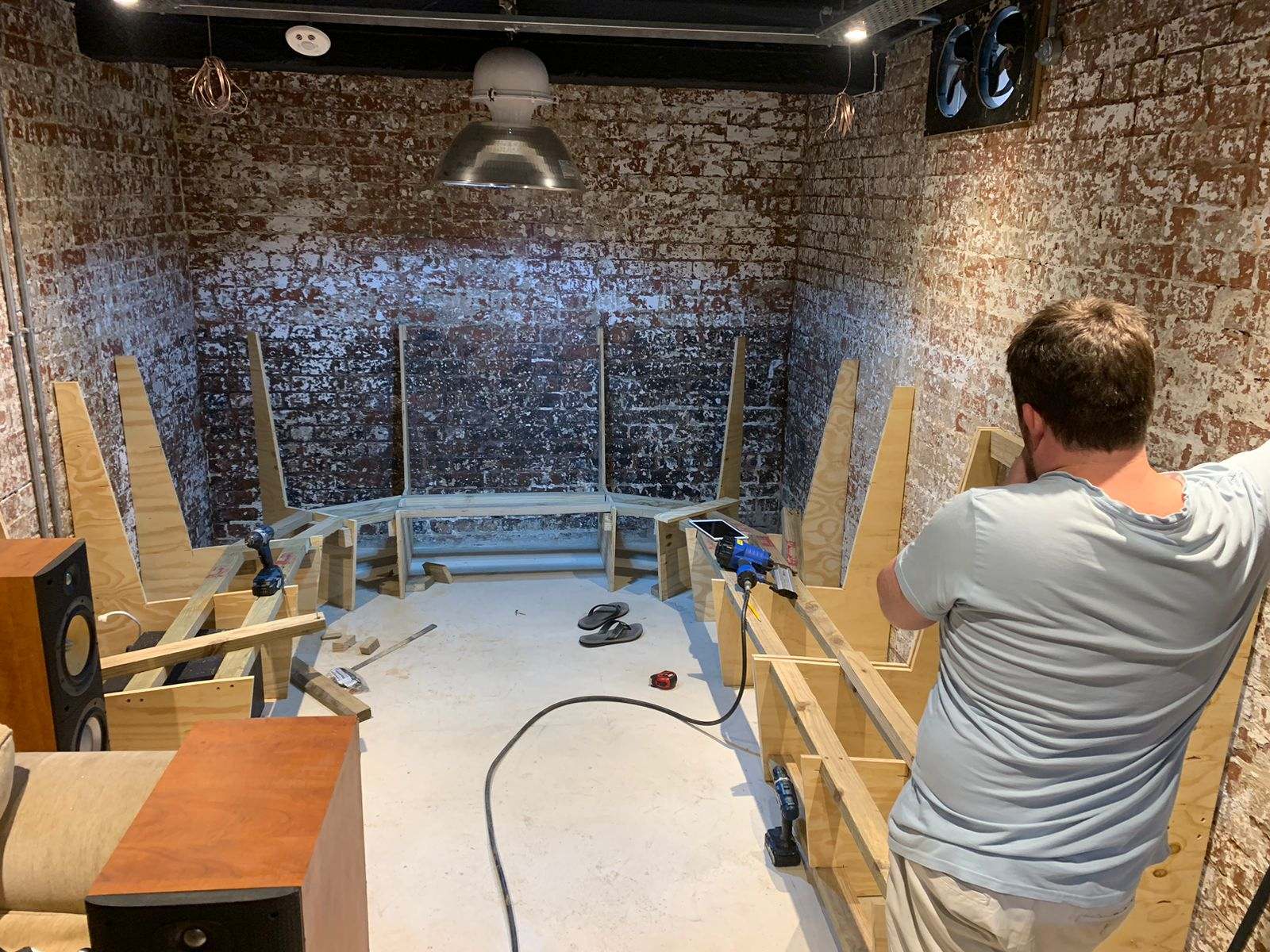 DG Technologies heritage entertainment room build detail: Late Night Showroom Build Session