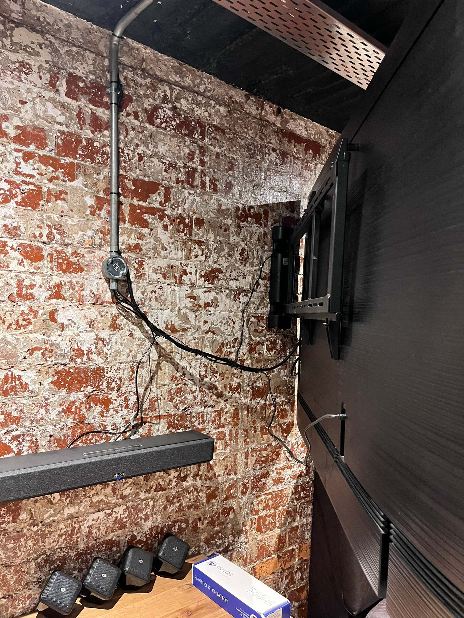 DG Technologies heritage entertainment room build detail: Rear of the Motorised TV in Progress