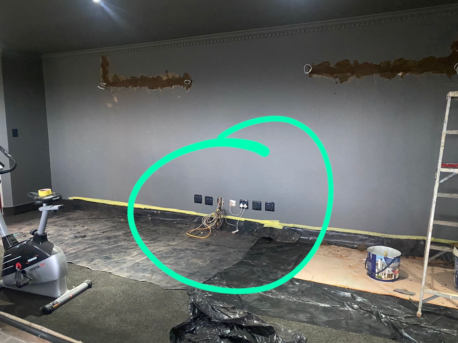 Home cinema first fix cabling and draw boxes before finishes close