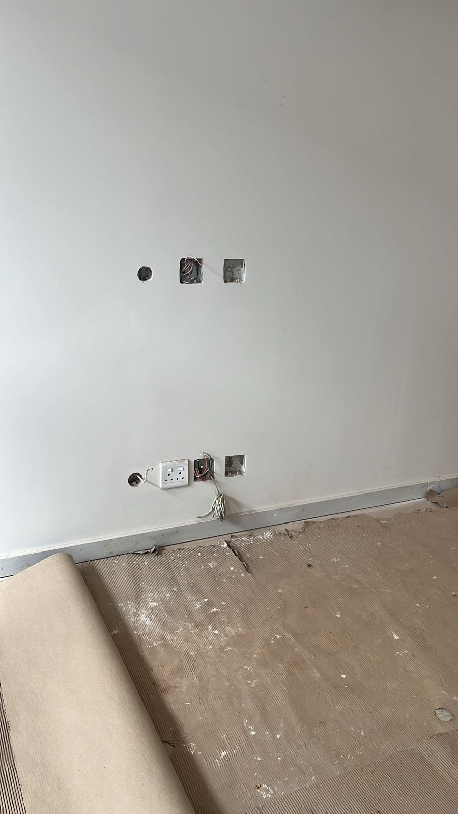 AV wall openings after cable routes and box positions had to be solved during retrofit work