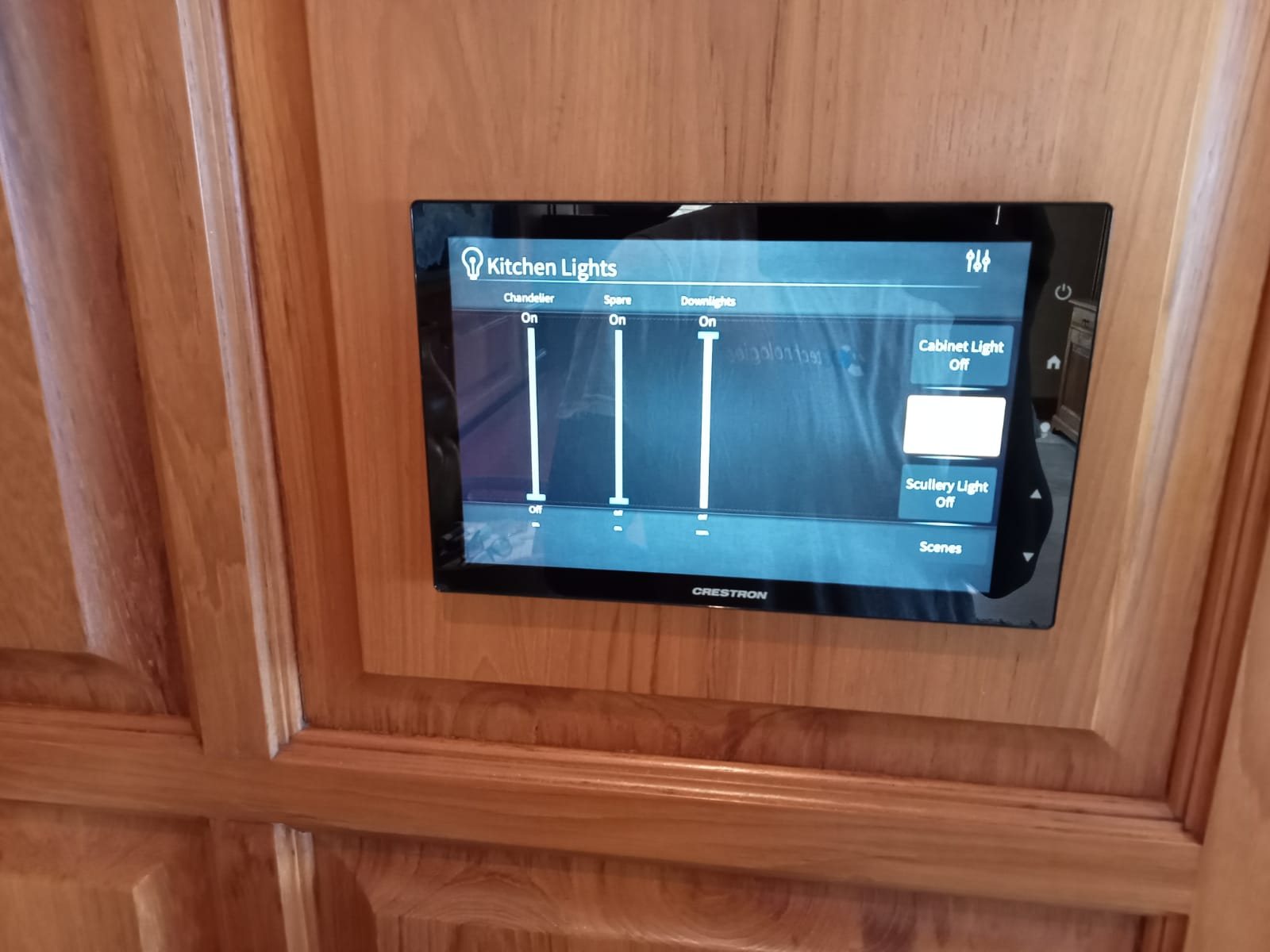 Older Crestron 3-Series touch screen being assessed for repair