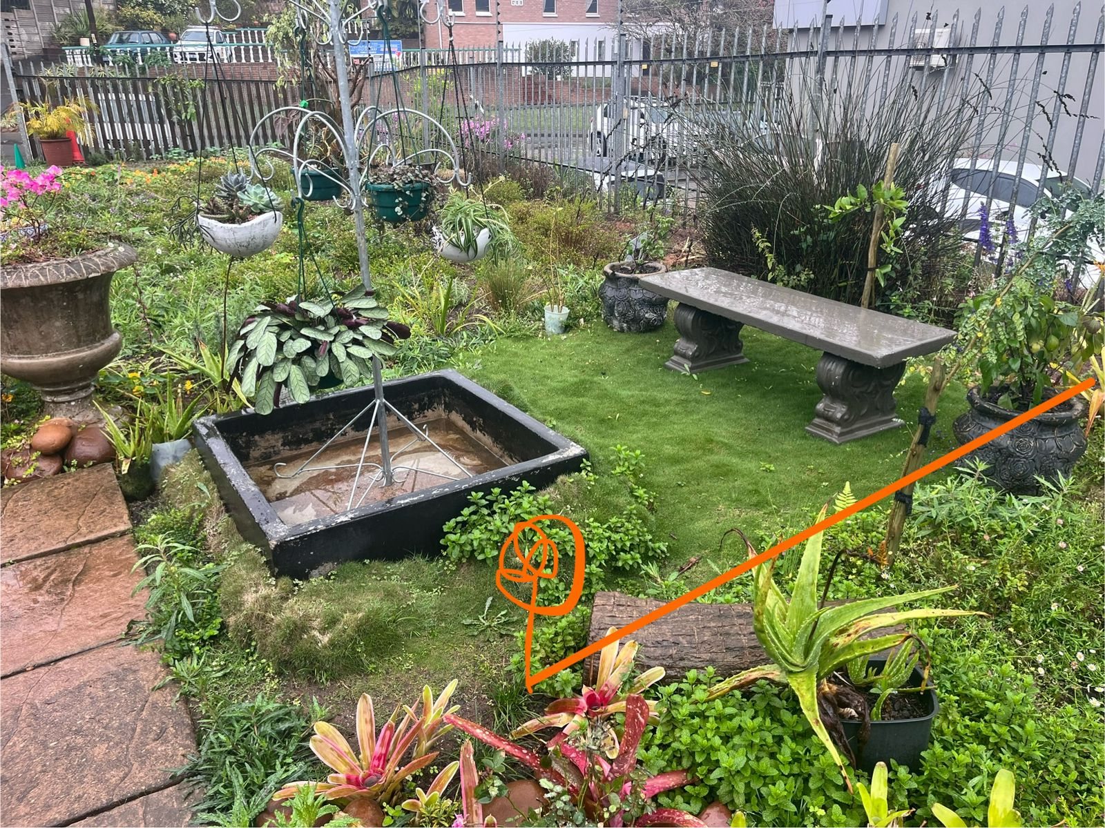 Yard being opened to install low-voltage conduit after the route was needed