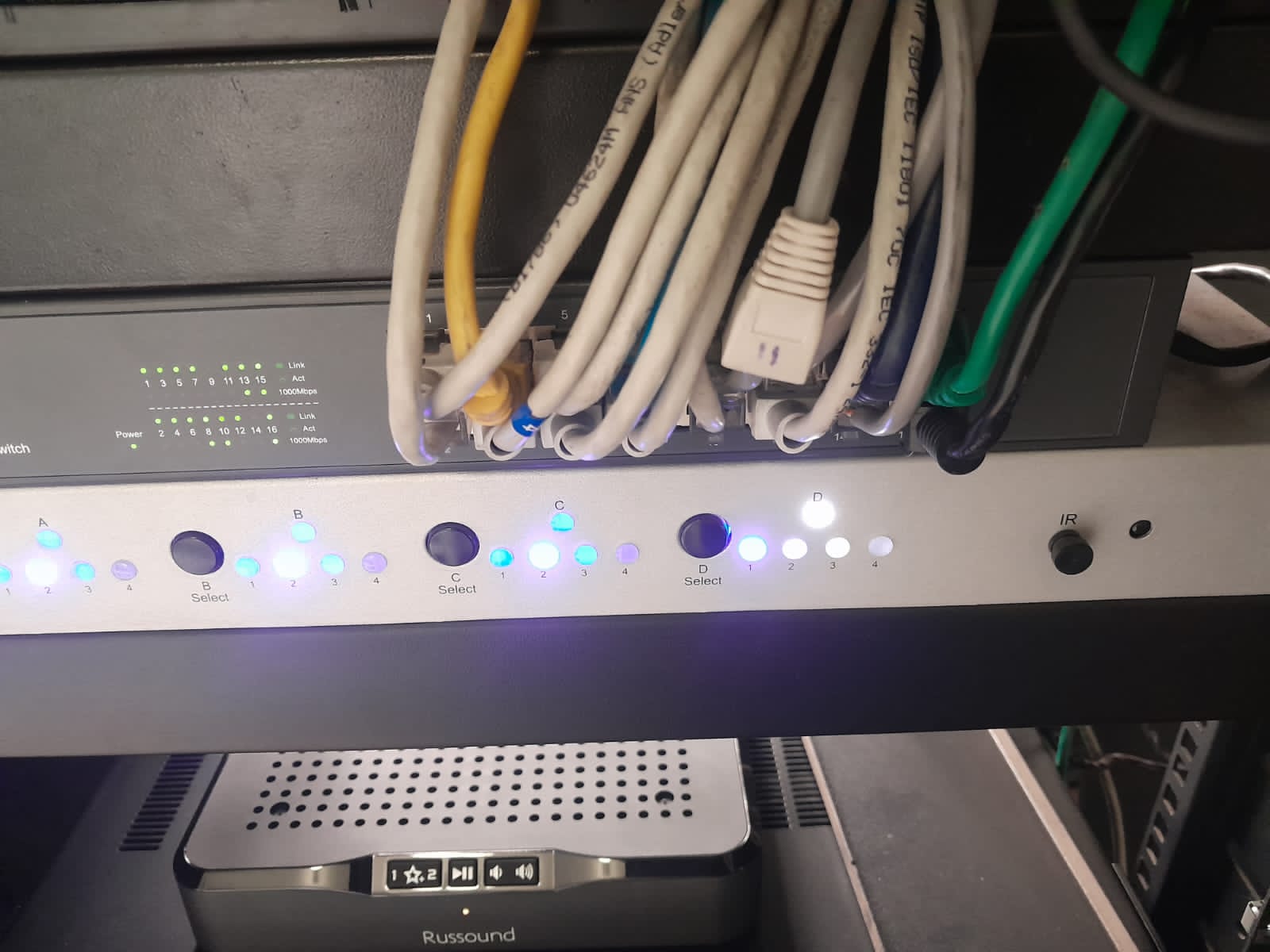 Audio and network equipment showing why patch panel organisation matters