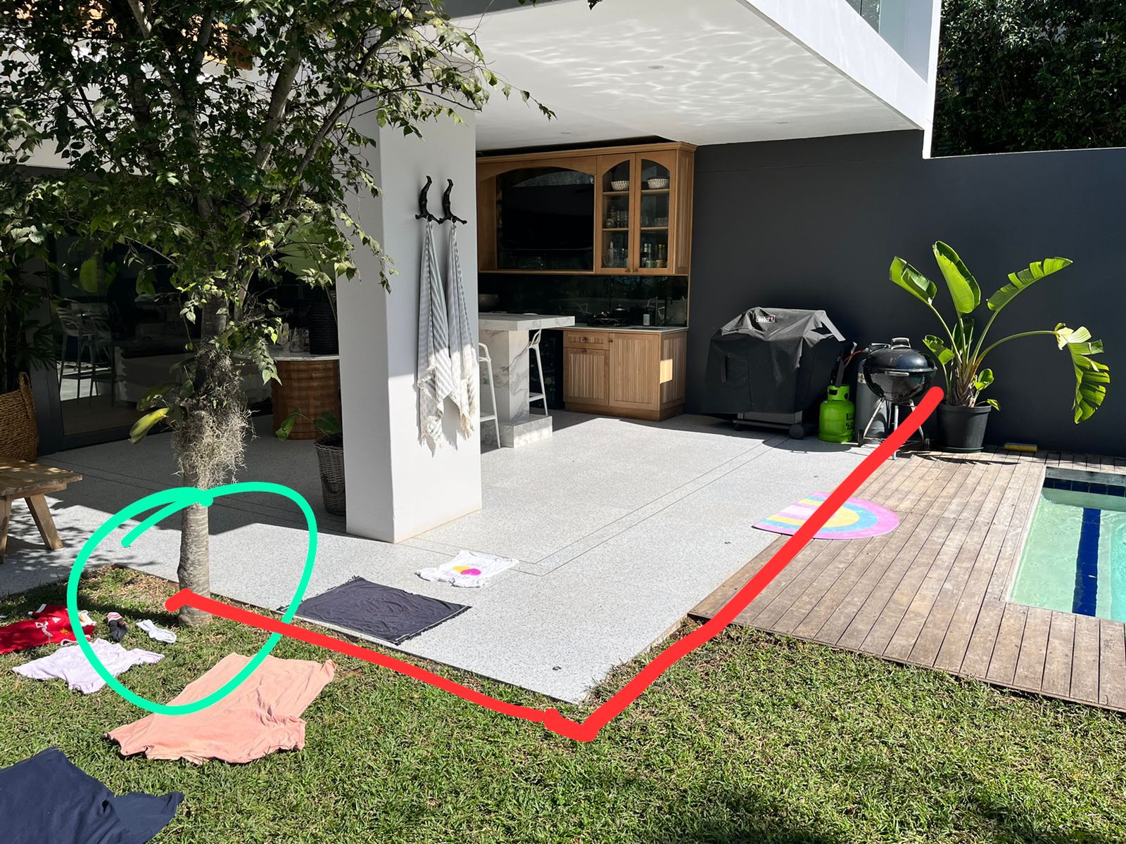 Garden being opened to install a missed low-voltage route
