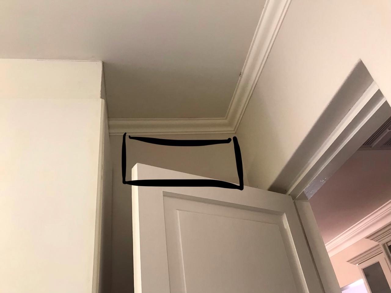 network cabinets in tight spaces above door marking up