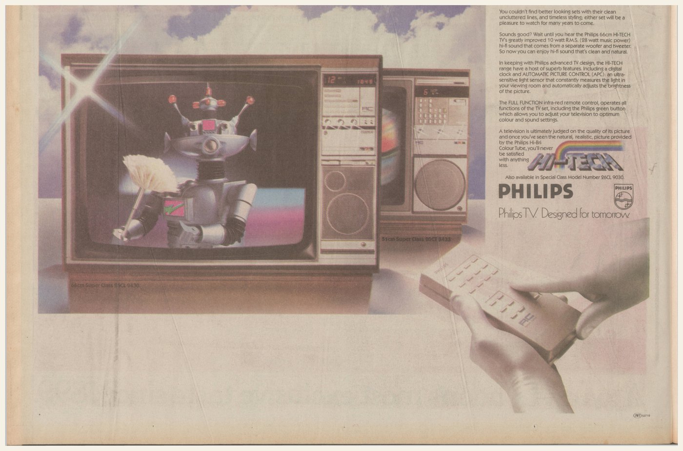 Historical Philips television advert with infra-red remote control from Ilanga in 1983
